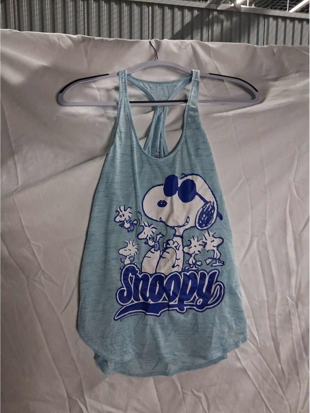 Peanuts Snoopy Tank Top Sleeveless Women's Large Graphic Blue K2